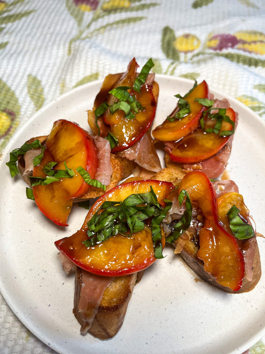 Peach & Prosciutto Crostini