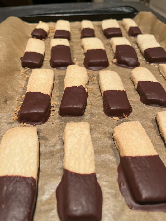 Chocolate Dipped Shortbread Cookie Sticks